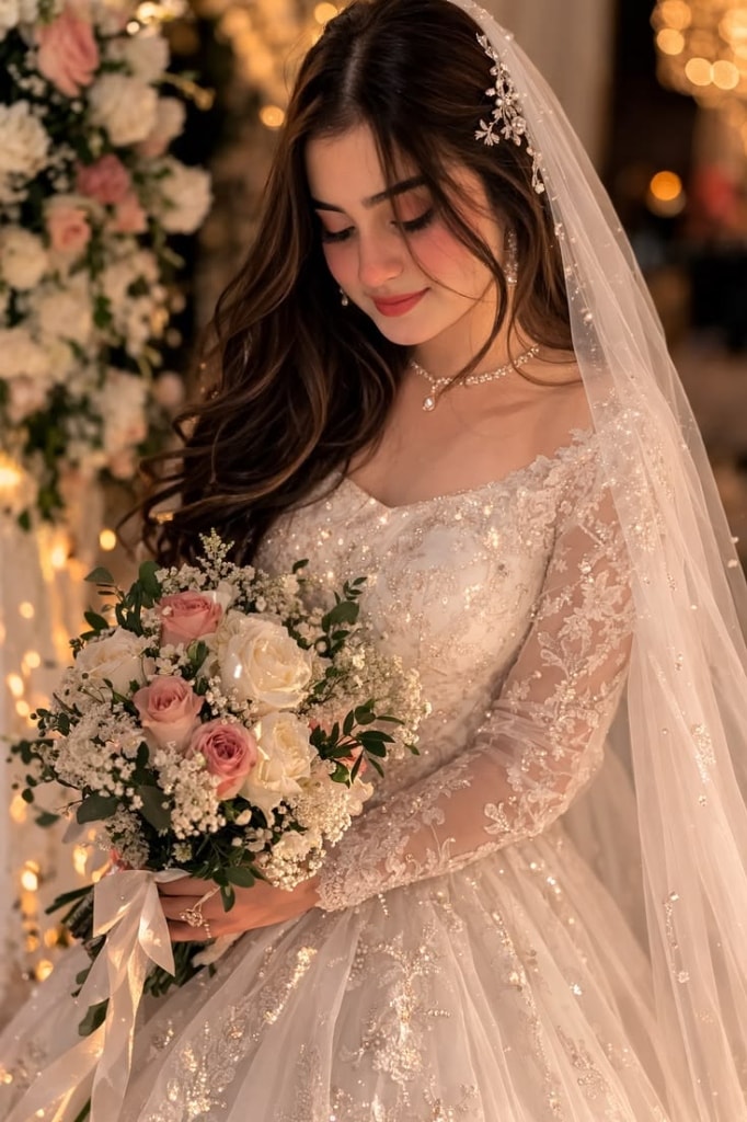 Romantic candid wedding couple moment